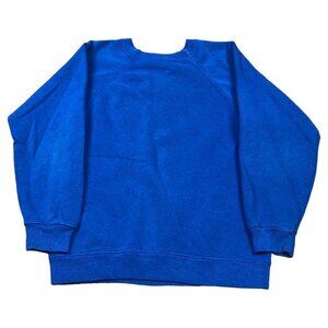 Vintage 90s Hanes Blue Blank Raglan Sweatshirt Youth Size Large‎